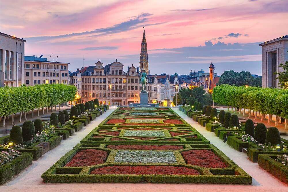 what language do they speak in belgium City Hall at sunset in Brussels skrivanek