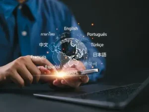 Was ist ein Glossar digitale Weltkugel mit verschiedenen Sprachen wie Englisch Deutsch und Franzosisch Ubersetzungsburo Skrivanek